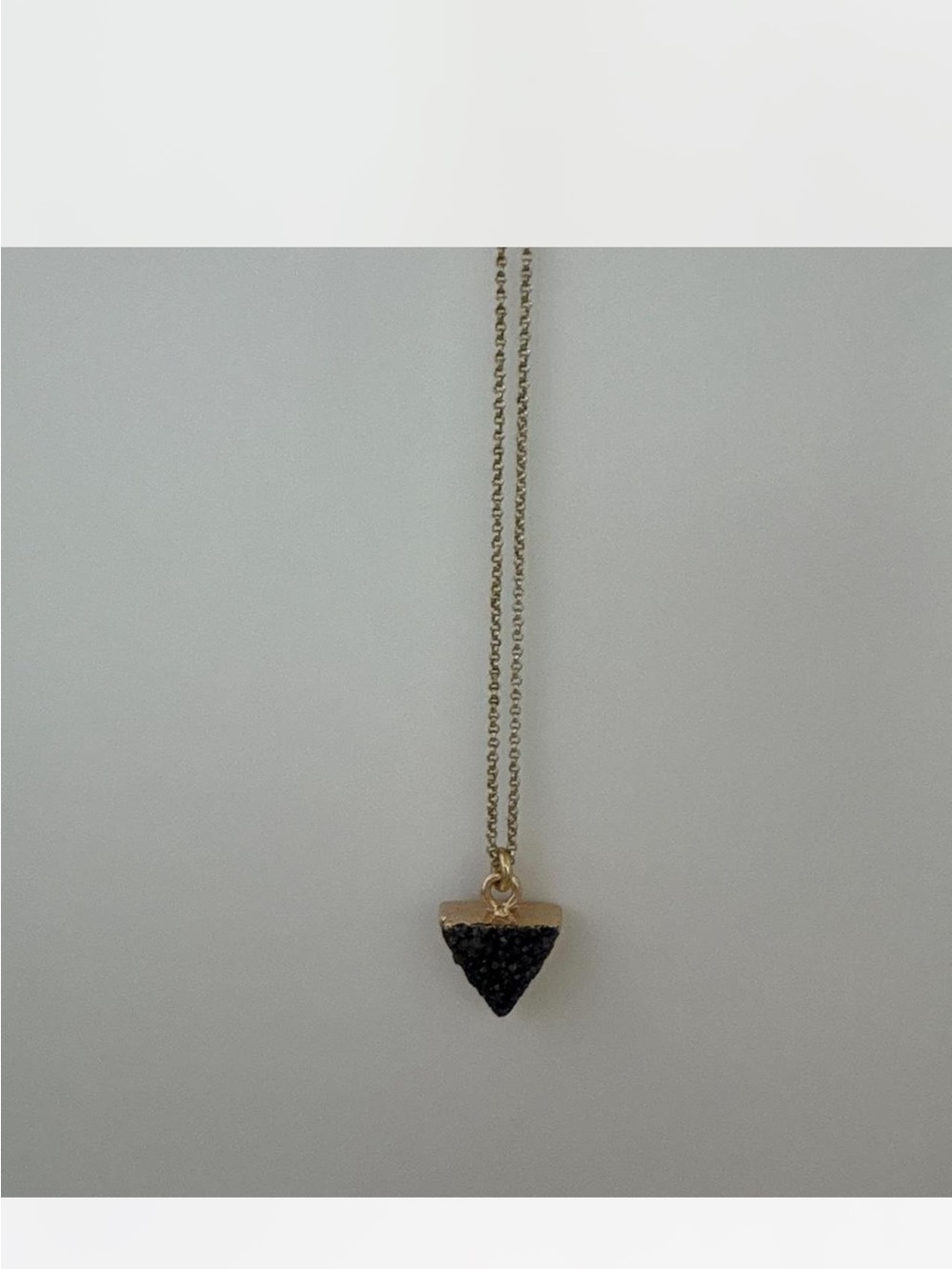 Gold-Tone Necklace with Black Triangle Druzy Pendant
